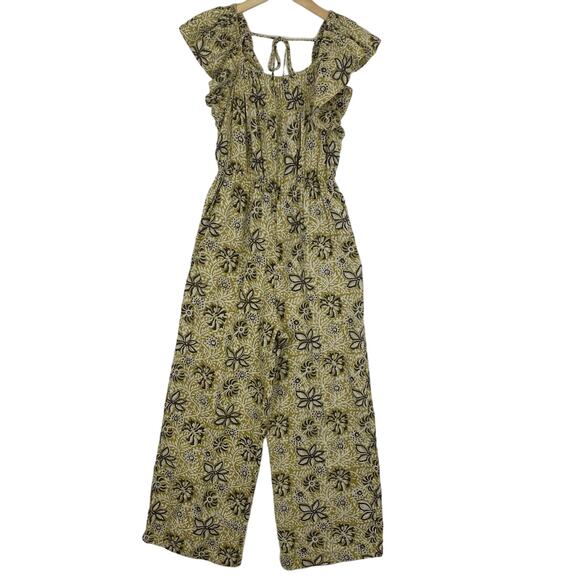 Anthropologie Kopal Myra Jumpsuit Women's Sz XS Yellow Motif 100% Cotton Romper - Picture 3 of 9